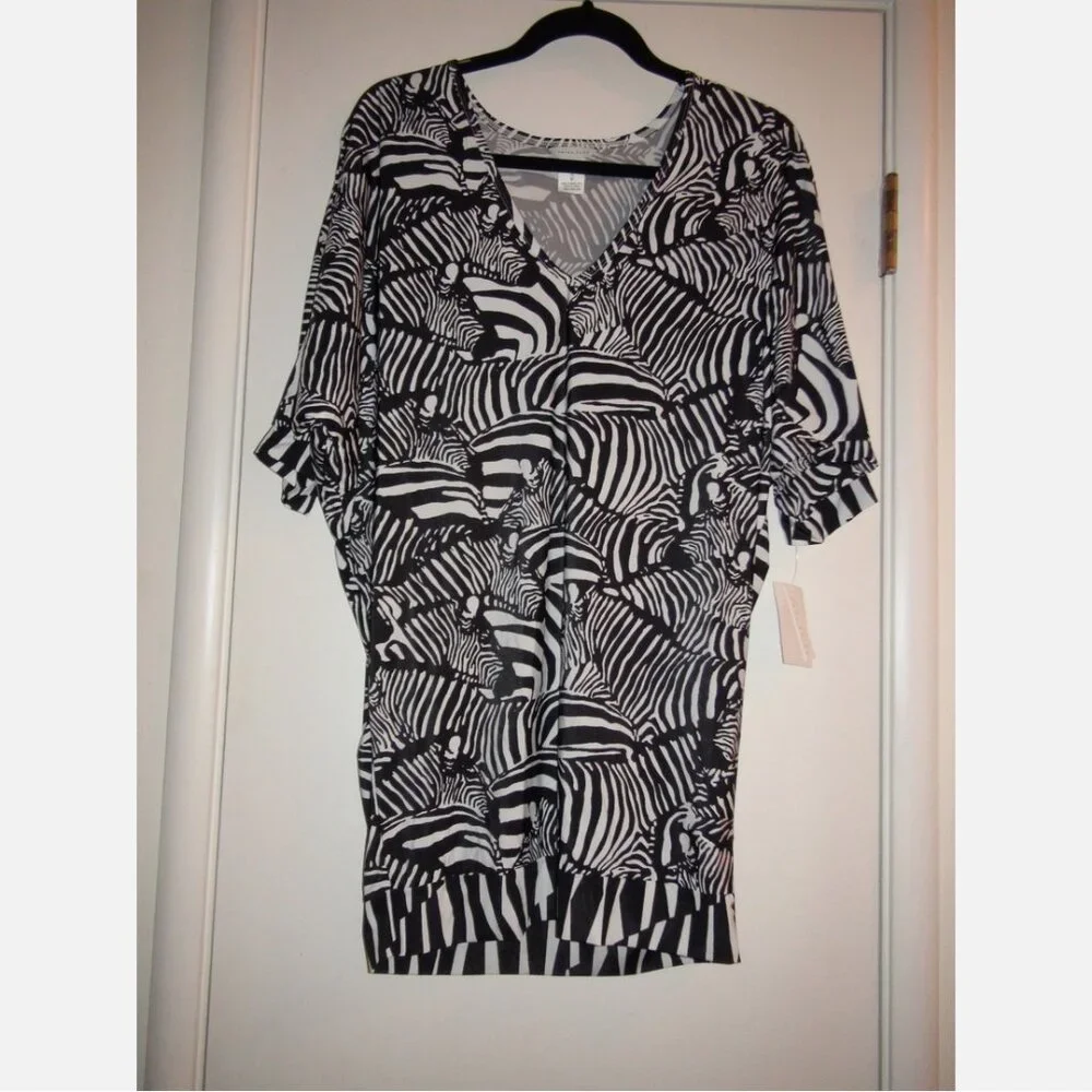 Trina Turk Tanzania One Piece & Zebra Cover Up Tunic 2 Pc Set